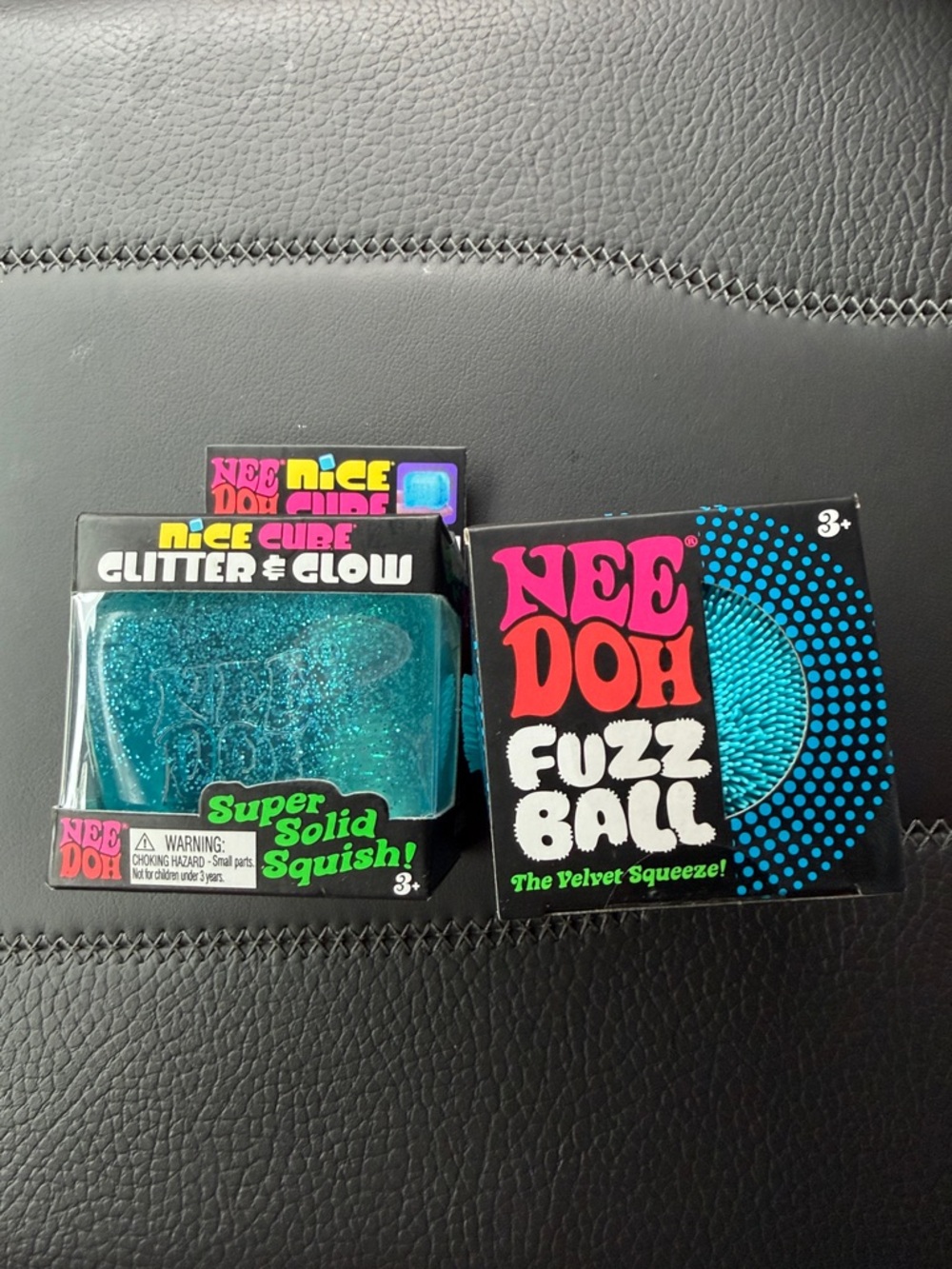 NeeDoh Glitter & Glow Nice Cube and Fuzz Ball Set - Teal/Blue